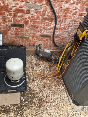 Compressor Replacement - We carefully removed the non-functional compressor from the outdoor condenser unit for our customer, following all safety protocols to ensure a smooth process. After assessing the unit for any other potential issues, we installed a brand-new compressor that is designed for optimal performance and energy efficiency. With this replacement, the outdoor condenser is now fully operational, providing the customer with reliable cooling and restoring their comfort in the home. Compressor Replacement - We carefully removed the non-functional compressor from the outdoor condenser unit for our customer, following all safety protocols to ensure a smooth process. After assessing the unit for any other potential issues, we installed a brand-new compressor that is designed for optimal performance and energy efficiency. With this replacement, the outdoor condenser is now fully operational, providing the customer with reliable cooling and restoring their comfort in the home.