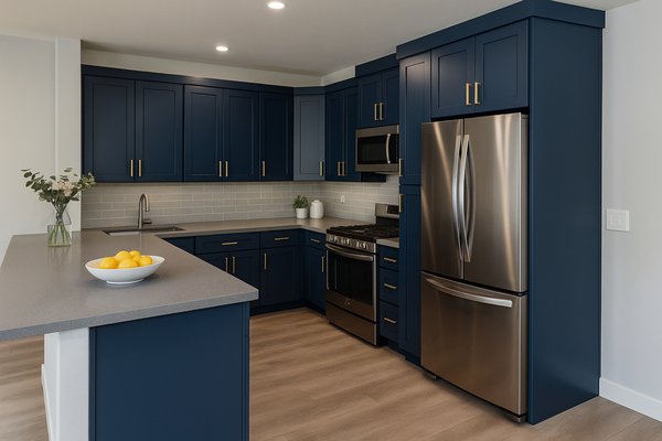 Navy Blue Shaker Cabinets - Navy Blue Shaker Cabinets – Solid Wood Luxury Kitchens
Upgrade your home with our stunning Navy Blue Shaker Cabinets, crafted with solid wood doors and durable plywood construction. The bold navy finish pairs beautifully with sleek gold hardware and a clean grey quartz countertop, creating a modern yet timeless look.
Designed with soft-close doors and drawers, full-extension glides, and high-quality finishes, these kitchens deliver both functionality and elegance. With stainless steel appliances and thoughtful details, the result is a stylish, durable, and practical kitchen that adds real value to your home.
✨ Perfect for:
• Modern luxury kitchen remodels
• Bold & stylish cabinet designs
• High-end shaker cabinet installations
📍 Serving San Diego, Los Angeles, and Southern California.
📞 Call us today: 858-733-2117 Navy Blue Shaker Cabinets - Navy Blue Shaker Cabinets – Solid Wood Luxury Kitchens
Upgrade your home with our stunning Navy Blue Shaker Cabinets, crafted with solid wood doors and durable plywood construction. The bold navy finish pairs beautifully with sleek gold hardware and a clean grey quartz countertop, creating a modern yet timeless look.
Designed with soft-close doors and drawers, full-extension glides, and high-quality finishes, these kitchens deliver both functionality and elegance. With stainless steel appliances and thoughtful details, the result is a stylish, durable, and practical kitchen that adds real value to your home.
✨ Perfect for:
• Modern luxury kitchen remodels
• Bold & stylish cabinet designs
• High-end shaker cabinet installations
📍 Serving San Diego, Los Angeles, and Southern California.
📞 Call us today: 858-733-2117