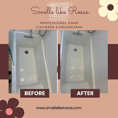 Bathroom Deep Clean - Before and After: A Deep Clean for your Bathroom Check out the incredible transformation in this before-and-after photo! We were able to completely remove mildew grout and make this bathroom shine like new.
