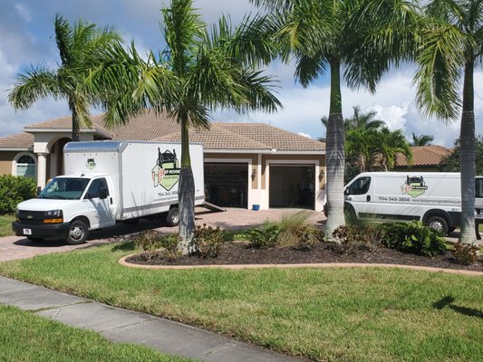 Punta Gorda, Florida Move - 3 bedroom 2 bath 1,825 sq ft. home in Charlotte, NC moved to a home in Punta Gorda, Florida. The team used 2 trucks for the move. The move was easy and the sunny weather was a bonus!!!