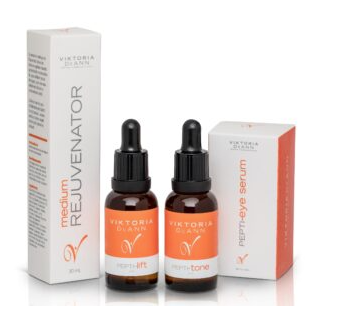 Full Line of Viktoria De Ann Peptide Cosmeceuticals - Viktoria De’Ann is a technologically based company that synthesizes in a FDA inspected laboratory its own unique Peptide Messengers that are administered transdermally. Optimizing the cells in growth areas of the skin (dermis and epidermis) allows for an internal re-establishment of the Natural Healthy Cell Cycle. As these supporting layers of the skin peak towards their natural operating function the affects can be seen in the subsequent outer layers through corrective balanced exfoliation, skin health, and visible skin beauty.
As skin ages it loses the message to replenish itself at the proper rate. Damage from the environment slows cell turnover rate, causing the dead cells on the surface (stratum corneum) to accumulate and become thicker reducing moisture, nourishment, and protection from within, producing rough unhealthy skin. The ultra violet (UV) rays from the sun, increase pigmentation and damage to skin cells, resulting in age spots and freckles. Collagen and elastin,which is the structure that holds the skin together, start to break down causing it to lose its firmness and resilience.
Peptides allow the skin’s cellular function and skin renewal cycle to become optimized and renewed, which replaces the upper thick dead skin cells. Rejuvenation of the dermis helps to renew and smooth the skin’s surface. Renewal of the stratum corneum also helps reduce the appearance of uneven pigmentation and freckles, while healthy Collagen and Elastin promote firm, youthful skin. Full Line of Viktoria De Ann Peptide Cosmeceuticals - Viktoria De’Ann is a technologically based company that synthesizes in a FDA inspected laboratory its own unique Peptide Messengers that are administered transdermally. Optimizing the cells in growth areas of the skin (dermis and epidermis) allows for an internal re-establishment of the Natural Healthy Cell Cycle. As these supporting layers of the skin peak towards their natural operating function the affects can be seen in the subsequent outer layers through corrective balanced exfoliation, skin health, and visible skin beauty.
As skin ages it loses the message to replenish itself at the proper rate. Damage from the environment slows cell turnover rate, causing the dead cells on the surface (stratum corneum) to accumulate and become thicker reducing moisture, nourishment, and protection from within, producing rough unhealthy skin. The ultra violet (UV) rays from the sun, increase pigmentation and damage to skin cells, resulting in age spots and freckles. Collagen and elastin,which is the structure that holds the skin together, start to break down causing it to lose its firmness and resilience.
Peptides allow the skin’s cellular function and skin renewal cycle to become optimized and renewed, which replaces the upper thick dead skin cells. Rejuvenation of the dermis helps to renew and smooth the skin’s surface. Renewal of the stratum corneum also helps reduce the appearance of uneven pigmentation and freckles, while healthy Collagen and Elastin promote firm, youthful skin.