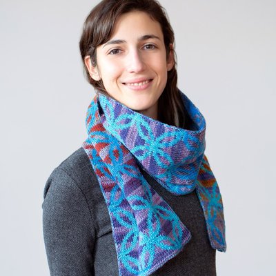 Coffee Circle Scarf Knitting Kit - This beautiful and dense double knit scarf brings together semi-solid and variegated merino yarns for your knitting pleasure.
The pattern features both chart and written instructions, and the design is symmetrical front and back and top to bottom- so you can read the chart however you like!
Colors are never carried more than one stitch as you work keeping your layers together. If you are new to double knitting, definitely do a swatch. Your tension will almost certainly change as you get familiar with the technique. Coffee Circle Scarf Knitting Kit - This beautiful and dense double knit scarf brings together semi-solid and variegated merino yarns for your knitting pleasure.
The pattern features both chart and written instructions, and the design is symmetrical front and back and top to bottom- so you can read the chart however you like!
Colors are never carried more than one stitch as you work keeping your layers together. If you are new to double knitting, definitely do a swatch. Your tension will almost certainly change as you get familiar with the technique.