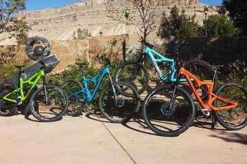 Mountain Bike Rentals - Full Suspension Bike Rentals
Buying a bike can be a daunting task. A quick spin around the block may not be enough saddle time to really get a feel for your potential purchase. We want you to be able to make an informed decision, and the best way to do that is to get the bikes out on the trail. So we’ve put together a sampling of our lineup for testing purposes.
Unique full-suspension and mid-spec full-suspension rental bikes are available daily. Rentals may be deducted from the cost of any bike purchased within the following 30 days at Rapid Creek Cycles. Mountain Bike Rentals - Full Suspension Bike Rentals
Buying a bike can be a daunting task. A quick spin around the block may not be enough saddle time to really get a feel for your potential purchase. We want you to be able to make an informed decision, and the best way to do that is to get the bikes out on the trail. So we’ve put together a sampling of our lineup for testing purposes.
Unique full-suspension and mid-spec full-suspension rental bikes are available daily. Rentals may be deducted from the cost of any bike purchased within the following 30 days at Rapid Creek Cycles.
