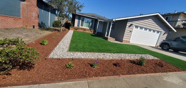 Artificial turf installation - Front yard renovation Artificial turf installation - Front yard renovation