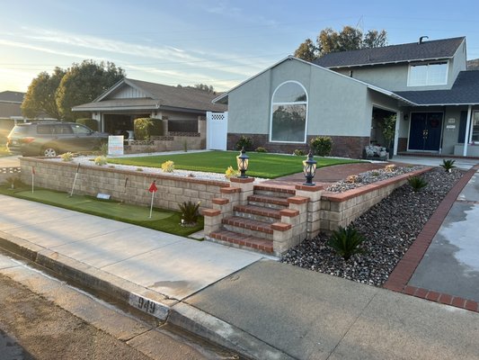 Family and neighbor turf Intallation at front yard la Verne ca - This front yard was remodel to help our friends and family feel confortable when they come back home and don’t do any maintenance ! 
So they can spend a little bit more time with the kids and family ! 
And the best part always green.