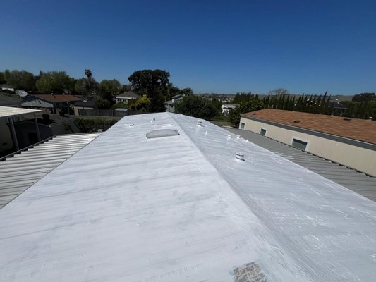 Roof replacements - We completed a full white elastomeric coating on this home roof in Los Angeles. The surface was thoroughly cleaned and prepped before applying multiple coats of reflective roof sealant to ensure maximum coverage and protection. This system improves energy efficiency by reflecting UV rays, helps regulate interior temperatures, and extends the roof's lifespan. The result is a seamless, watertight finish that’s built to withstand the California climate. Roof replacements - We completed a full white elastomeric coating on this home roof in Los Angeles. The surface was thoroughly cleaned and prepped before applying multiple coats of reflective roof sealant to ensure maximum coverage and protection. This system improves energy efficiency by reflecting UV rays, helps regulate interior temperatures, and extends the roof's lifespan. The result is a seamless, watertight finish that’s built to withstand the California climate.