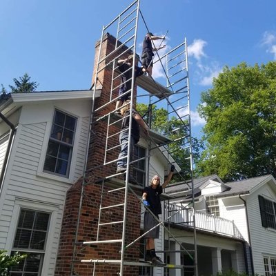 Chimney Rebuild and Chimney Relining - What a great way to start the week. 

We are at a beautiful home on a gorgeous piece of property right on the Chagrin River.  The front chim