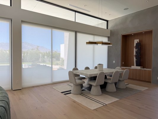 Lutron Motorized Shades Rancho Mirage - We had the opportunity to install Lutron Sivoia QS motorized roller shades in a brand new custom home in Rancho Mirage. Lutron roller shades are the highest quality in the industry, boasting the quietest motors along with Intelligent Hembar Alignment. The shades were installed into shade pockets. Lutron Motorized Shades Rancho Mirage - We had the opportunity to install Lutron Sivoia QS motorized roller shades in a brand new custom home in Rancho Mirage. Lutron roller shades are the highest quality in the industry, boasting the quietest motors along with Intelligent Hembar Alignment. The shades were installed into shade pockets.