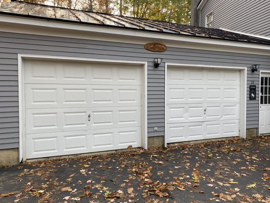 Tear out/Replace Garage Doors - Took out 2 damaged doors and old opener that didn’t work. Replace with 2 doors and 1new opener. Tear out/Replace Garage Doors - Took out 2 damaged doors and old opener that didn’t work. Replace with 2 doors and 1new opener.
