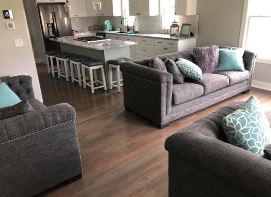 Installations, Repairs, Custom Builds, & More - Probably the most crucial element in hardwood flooring: installation. Not only does it determine the life span of the hardwood, but it also plays a crucial role in bringing your design to life.
Properly sanding your hardwood floor is the first step to bringing out the design you created and imagined for your home. Sanding is the foundation for a bright and shiny refinished hardwood floor.
Finishing and refinishing hardwood floors is the process that locks in professional and high-quality installation and sanding. Your hardwood floor will look as good as new when the proper techniques are used to protect your investment. Installations, Repairs, Custom Builds, & More - Probably the most crucial element in hardwood flooring: installation. Not only does it determine the life span of the hardwood, but it also plays a crucial role in bringing your design to life.
Properly sanding your hardwood floor is the first step to bringing out the design you created and imagined for your home. Sanding is the foundation for a bright and shiny refinished hardwood floor.
Finishing and refinishing hardwood floors is the process that locks in professional and high-quality installation and sanding. Your hardwood floor will look as good as new when the proper techniques are used to protect your investment.