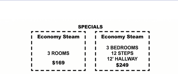 Spring Specials! - We offer multiple cleaning options to fit your needs and budget. Whether it is a simple freshen up steam cleaning (economy service), a wall to wall steam cleaning (standard service), or our Heavy Duty Premium service, we have the most comprehensive offerings in the industry. Spring Specials! - We offer multiple cleaning options to fit your needs and budget. Whether it is a simple freshen up steam cleaning (economy service), a wall to wall steam cleaning (standard service), or our Heavy Duty Premium service, we have the most comprehensive offerings in the industry.