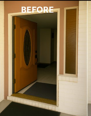 Custom Doors - For this project, we upgraded the customer’s entry by removing the old oak front door and outdated frosted side panel. We installed a custom steel front door with matching decorative glass and a full-height sidelight, bringing in more natural light and dramatically improving curb appeal. Custom Doors - For this project, we upgraded the customer’s entry by removing the old oak front door and outdated frosted side panel. We installed a custom steel front door with matching decorative glass and a full-height sidelight, bringing in more natural light and dramatically improving curb appeal.