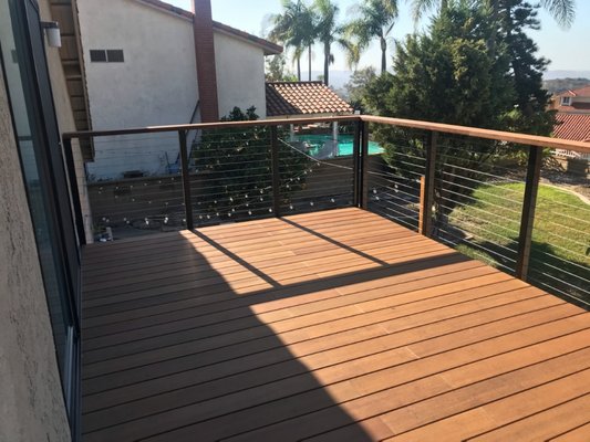 Dasso XTR deck & railing - Amazing deck/ patio cover designed by the client. This project had precise planning beginning with the footings all the way to the sliding door installation. Great client to work with and pleasure to work for. Installed bamboo composite decking with a beautiful stained framing. The cable railing completes this gorgeous view. Dasso XTR deck & railing - Amazing deck/ patio cover designed by the client. This project had precise planning beginning with the footings all the way to the sliding door installation. Great client to work with and pleasure to work for. Installed bamboo composite decking with a beautiful stained framing. The cable railing completes this gorgeous view.