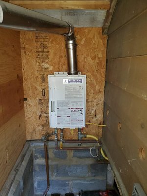 tankless water heater installation - This is a replacement unit that has a higher recovery time, higher BTU out put this the old unit. also very energy efficient. call Mr.C's Plumbing and heating if you interested is get a new unit installed tankless water heater installation - This is a replacement unit that has a higher recovery time, higher BTU out put this the old unit. also very energy efficient. call Mr.C's Plumbing and heating if you interested is get a new unit installed