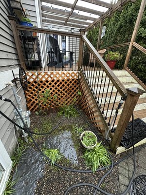Lattice work install - Added new latticework to this home to prevent the dog from going under the deck. Also made a door in the lattice for easy access. Lattice work install - Added new latticework to this home to prevent the dog from going under the deck. Also made a door in the lattice for easy access.
