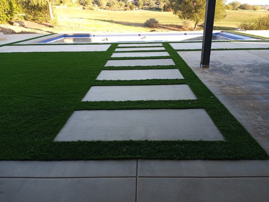 Encinitas project - Artificial turf with concrete stepping stones Encinitas project - Artificial turf with concrete stepping stones