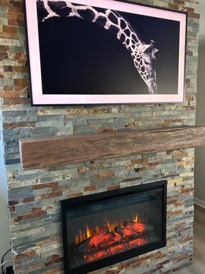Fireplace Install 2024 - For this project, we framed, built, and installed an electric fireplace and stack stone to create a new focal point for this room. Fireplace Install 2024 - For this project, we framed, built, and installed an electric fireplace and stack stone to create a new focal point for this room.
