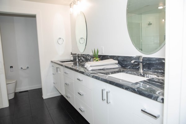 Contemporary master bath - taking a small, dark master bath to bright and clean!