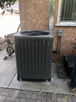 New system installation to a happy client ! - This client was taken care of his older parents and was very concerned that they will be "stuck" all summer with the old system...
We took that as a challenge and send our guys early on to demo clean install and restart a brand new system high efficiency, safe quite and perfectly match the size of their home!!
Another 5 star review to the AOL team.
