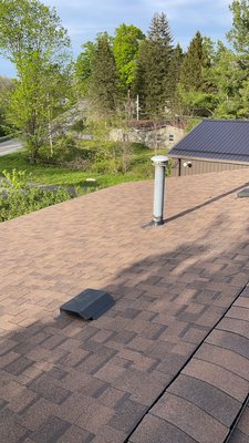 Batavia full roof replacement and tear off. - Received call from customer needing an estimate to tear off and replace roof. Years of extensive water damage caused rotting so tore off all decking replaced. Once decking was replaced we installed 6 foot of ice and water shield then rest of roof is a synthetic underlayment. We also use stinger nails and caps to secure that down, the stinger cap and nails is so much better then your conventional hammer tack to keep it secured down. After that layed down new shingles added roof vents and venting at ridge so attic could vent properly. Batavia full roof replacement and tear off. - Received call from customer needing an estimate to tear off and replace roof. Years of extensive water damage caused rotting so tore off all decking replaced. Once decking was replaced we installed 6 foot of ice and water shield then rest of roof is a synthetic underlayment. We also use stinger nails and caps to secure that down, the stinger cap and nails is so much better then your conventional hammer tack to keep it secured down. After that layed down new shingles added roof vents and venting at ridge so attic could vent properly.