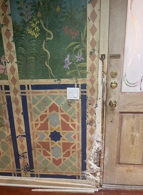 Damaged Trompe L'oeil Repair - I visiting doggo tore up the ornate entry. I had fun making it right again.  Damaged Trompe L'oeil Repair - I visiting doggo tore up the ornate entry. I had fun making it right again. 