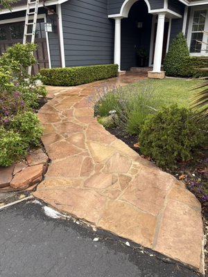 Natural Stone Soft wash in Half Moon Bay - We performed a soft wash on natural stone in Half Moon Bay to safely remove built-up dirt, algae, and stains without damaging the surface. The result was a refreshed, vibrant walkway that brought out the stone’s natural beauty and enhanced the home’s curb appeal.