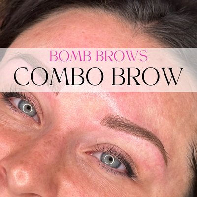 Combo Brows-Permanent make up - Combo Brows are the best of both worlds! Mix of soft natural hair-like strokes in the front using the Microblading method & beautiful shading throughout body of the brow down to a crisp tail using the PMU machine gun. If properly taken care of, lasts 2-3 years before a Color Boost is needed Combo Brows-Permanent make up - Combo Brows are the best of both worlds! Mix of soft natural hair-like strokes in the front using the Microblading method & beautiful shading throughout body of the brow down to a crisp tail using the PMU machine gun. If properly taken care of, lasts 2-3 years before a Color Boost is needed
