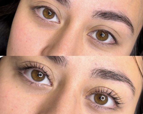 Keratin Lash Lift - Like a keratin hair treatment, a lash lift gives the same keratin treatment to your natural lashes. This process curls your natural lashes and leaves them looking darker with a perm that lasts anywhere between 8 to 12 weeks depending on your eyelash cycle. Like eyelash extensions, there are 3 types of curls to choose from depending on your lash length and strength.