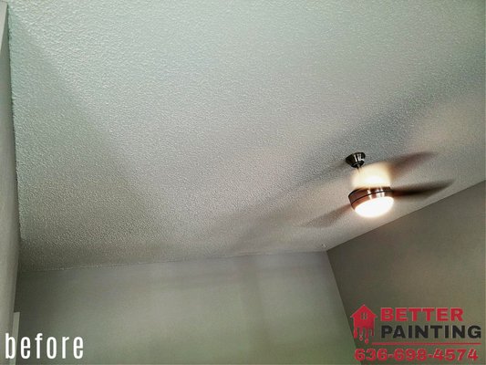 Popcorn Ceiling Removal - Popcorn ceilings might have been all the rage in the 60’s and 70’s.. but not today. Our professional popcorn ceiling removal experts recommend painting your ceilings and walls after we remove the texture from your ceiling for a modern, sleek finished product. If your ceiling needs any repairs or if any mold is found and needs to be treated, we’ve got that covered, too! We are proud to be your one stop shop. Please note- googling average costs often only shows the prices for removal only, not repairs and painting to finish the project. Please ensure if you get a quote elsewhere, they include the *entire* project cost so there are no surprises! Average costs for removal, repairs and patching, and painting range from $4.00 - $6.50 per square foot. Trust us, it'll be worth it!! Popcorn Ceiling Removal - Popcorn ceilings might have been all the rage in the 60’s and 70’s.. but not today. Our professional popcorn ceiling removal experts recommend painting your ceilings and walls after we remove the texture from your ceiling for a modern, sleek finished product. If your ceiling needs any repairs or if any mold is found and needs to be treated, we’ve got that covered, too! We are proud to be your one stop shop. Please note- googling average costs often only shows the prices for removal only, not repairs and painting to finish the project. Please ensure if you get a quote elsewhere, they include the *entire* project cost so there are no surprises! Average costs for removal, repairs and patching, and painting range from $4.00 - $6.50 per square foot. Trust us, it'll be worth it!!