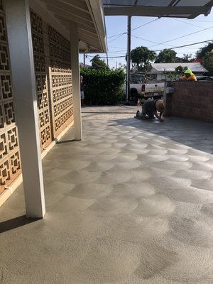 Concrete Driveway w/ Swirl broom finish - This project was initiated to extend the existing driveway of the homeowner. By extending their driveway, space was created to park vehicles within the property. Which made vehicles more secure and safe from strangers and theft on the street.