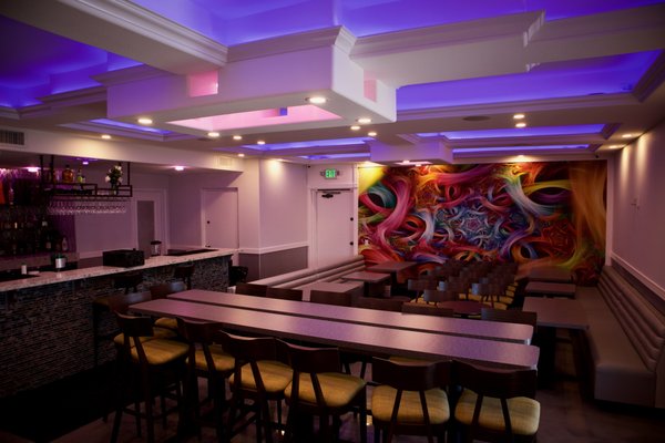 Bar and Lounge - This is the perfect space to host a baby shower or birthday. The possibilities are endless. Our bar and lounge area can host parties of up to 80 guests inside and 40 Guests outside. Enjoy our outdoor space, complete with a fire pit and water feature. We offer full bar service with a bartender, but you can also rent the room without liquor or bartender service. Please call us to schedule a walkthrough! Bar and Lounge - This is the perfect space to host a baby shower or birthday. The possibilities are endless. Our bar and lounge area can host parties of up to 80 guests inside and 40 Guests outside. Enjoy our outdoor space, complete with a fire pit and water feature. We offer full bar service with a bartender, but you can also rent the room without liquor or bartender service. Please call us to schedule a walkthrough!