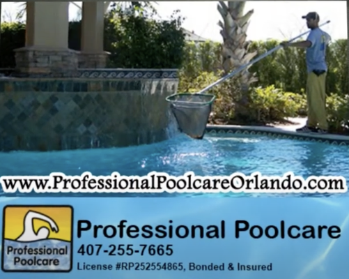 Pool Cleaning - Professional Poolcare offers Orlando FL consumers top Pool Cleaning Service products and services. Our staff specializes in swimming pool vacuuming, debris cleaning, filter cleaning and chemical testing. Professional Poolcare has grown to be Best Pool Cleaning Service Orlando FL. Our excellent customer assistance personnel looks forward to serving you. Please watch this short video of an example of the swimming pools in Orlando that we have serviced and cleaned. We also do Pool Repair and Pool Maintenance. For further information get in touch with us at: 407-255-7665 Pool Cleaning - Professional Poolcare offers Orlando FL consumers top Pool Cleaning Service products and services. Our staff specializes in swimming pool vacuuming, debris cleaning, filter cleaning and chemical testing. Professional Poolcare has grown to be Best Pool Cleaning Service Orlando FL. Our excellent customer assistance personnel looks forward to serving you. Please watch this short video of an example of the swimming pools in Orlando that we have serviced and cleaned. We also do Pool Repair and Pool Maintenance. For further information get in touch with us at: 407-255-7665