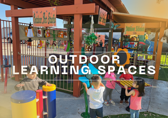 Outdoor Learning Centers - Our outdoor learning centers bring education to life in fresh air and natural surroundings. Children explore hands-on science experiments in our Outdoor Science Center, get creative in our Outdoor Art Center where they can make a mess while getting creative, and learn all about life cycles, plants, nutrition and so much more in our School Garden full of flowers, herbs, and vegetables. They also enjoy rhythm, music, and storytelling in our outdoor music garden, and engage in active, safe play in our spacious, carefully designed playgrounds.
Outdoor learning provides countless benefits such as promoting physical activity, sensory development, creativity, problem-solving, and social-emotional growth. By exploring and discovering in these thoughtfully designed spaces, children gain confidence, curiosity, and a lifelong love of learning—all while connecting with the natural world around them. Outdoor Learning Centers - Our outdoor learning centers bring education to life in fresh air and natural surroundings. Children explore hands-on science experiments in our Outdoor Science Center, get creative in our Outdoor Art Center where they can make a mess while getting creative, and learn all about life cycles, plants, nutrition and so much more in our School Garden full of flowers, herbs, and vegetables. They also enjoy rhythm, music, and storytelling in our outdoor music garden, and engage in active, safe play in our spacious, carefully designed playgrounds.
Outdoor learning provides countless benefits such as promoting physical activity, sensory development, creativity, problem-solving, and social-emotional growth. By exploring and discovering in these thoughtfully designed spaces, children gain confidence, curiosity, and a lifelong love of learning—all while connecting with the natural world around them.