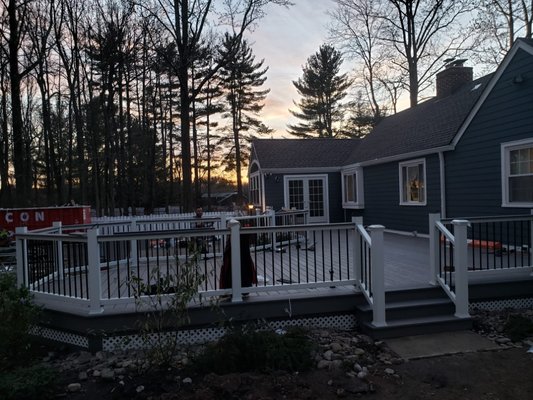 Composite Deck Project - This model was made from an old previous wood deck that the customer took down. We use the footing from the previous deck and constructed th Composite Deck Project - This model was made from an old previous wood deck that the customer took down. We use the footing from the previous deck and constructed th