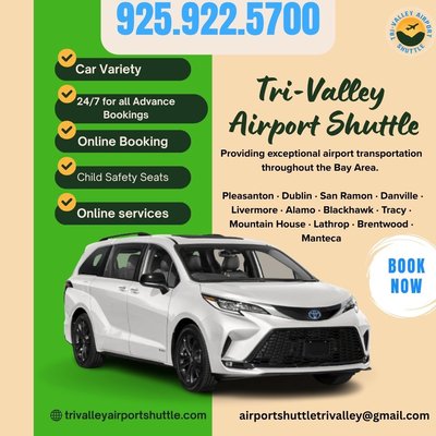 Airport Shuttle Pleasanton - Experience seamless and stress-free airport transportation with Trivalley Airport Shuttle, offering the best shuttle service in Pleasanton and nearby areas. Our professional drivers, modern fleet, and punctual service ensure every journey is comfortable and reliable. Whether you’re heading to or from major Bay Area airports, we guarantee smooth travel tailored to your schedule. Choose the trusted Airport Shuttle in Pleasanton for exceptional convenience, safety, and affordability—your dependable connection to effortless airport transfers. Airport Shuttle Pleasanton - Experience seamless and stress-free airport transportation with Trivalley Airport Shuttle, offering the best shuttle service in Pleasanton and nearby areas. Our professional drivers, modern fleet, and punctual service ensure every journey is comfortable and reliable. Whether you’re heading to or from major Bay Area airports, we guarantee smooth travel tailored to your schedule. Choose the trusted Airport Shuttle in Pleasanton for exceptional convenience, safety, and affordability—your dependable connection to effortless airport transfers.
