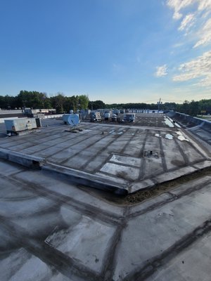 Runnemede Plaza, Full Roof Replacement - Every business in this Plaza had a leak so the client just wanted a whole new roofing system. So that's exactly what we did. It was over 735 squares and we ripped it off and installed a new torch down roofing system in only 14 days.