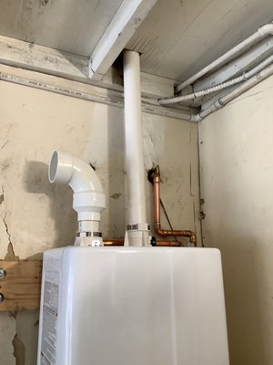 New Tankless Water heater installation. - MVP plumbing replaced 50 gallon water heater with a Noritz Tankless Water heater indoor unit. We removed old heater in order to build support on wall to mount new tankless unit. Tankless installation came with new iso valves, gas sediment trap, expansion tank and relief valve. job was completed in the city of Pasadena.