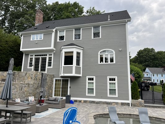 Exterior - The customer wanted their home changed from yellow to a beautiful gray we also changed their shed to match the house Exterior - The customer wanted their home changed from yellow to a beautiful gray we also changed their shed to match the house