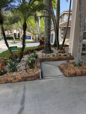Borders, landscape installations, tree planting, hardscaping and so much more. - This total front yard revamp was a design the client and I decided upon together through their ideas and my design we created this beautiful Landscape.