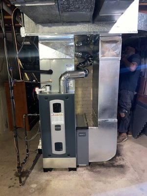 Furnace & A/C - This house had an old 1960 unit! We upgraded their system with a new look. Re did duct work to fit new system specs. Customer loved the finish look! Furnace & A/C - This house had an old 1960 unit! We upgraded their system with a new look. Re did duct work to fit new system specs. Customer loved the finish look!