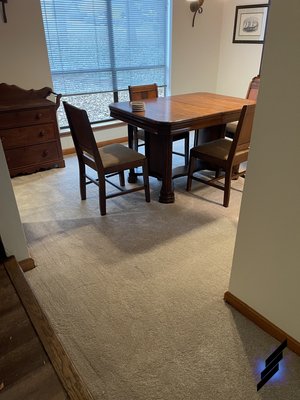 Living room and dining room areas - In this job, the customer was looking for a carpet installation and materials. I was more than happy to help her find the best product and service to her project.