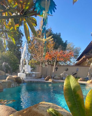 Custom Pool Lift - Our customer wanted a pool lift installed to access their pool & hot tub