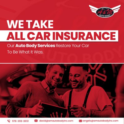 We Take All Car Insurance - Our auto body services restore your car to be what it was.