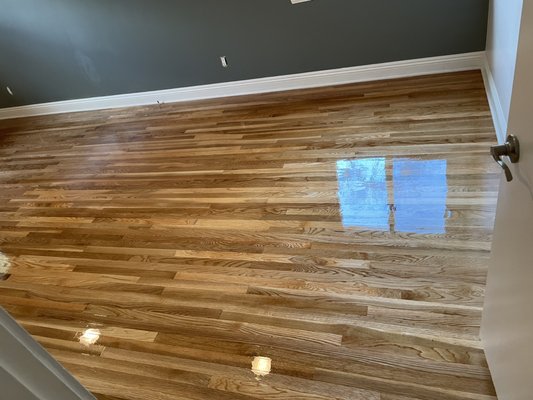 Hardwood install to match other half of room and then sand & refinish white oak - Client calls are sending Refinish. Upon removal of carpet I realized only half of the room had natural wood and the other half was plywood, I installed hardwood to match current Flooring. Topping off the floor with a sanding and refinish natural Hardwood install to match other half of room and then sand & refinish white oak - Client calls are sending Refinish. Upon removal of carpet I realized only half of the room had natural wood and the other half was plywood, I installed hardwood to match current Flooring. Topping off the floor with a sanding and refinish natural