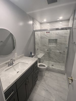 Bathroom Remodel - Jurupa Valley - This remodel was a special one, we had something we had never seen before, an original half bathroom with NO toilet! We were able to make room for the toilet by taking advantage and using the small closet on the other side of the bathroom wall. Bathroom Remodel - Jurupa Valley - This remodel was a special one, we had something we had never seen before, an original half bathroom with NO toilet! We were able to make room for the toilet by taking advantage and using the small closet on the other side of the bathroom wall.