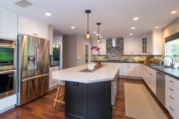 Kitchen Remodel - This was a kitchen being remodeled which we were hired to do the lighting on. From can lights, pendant lights, under cabinet lights, to relocating switches and outlets theres no job too big or small. Kitchen Remodel - This was a kitchen being remodeled which we were hired to do the lighting on. From can lights, pendant lights, under cabinet lights, to relocating switches and outlets theres no job too big or small.