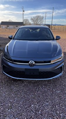 Volkswagen Jetta paint corrections+ wash and wax - Volkswagen Jetta 2025 rental car with deep paint scratches. Painted, clear-coated seal, and wax protectant job. 
Exterior package.