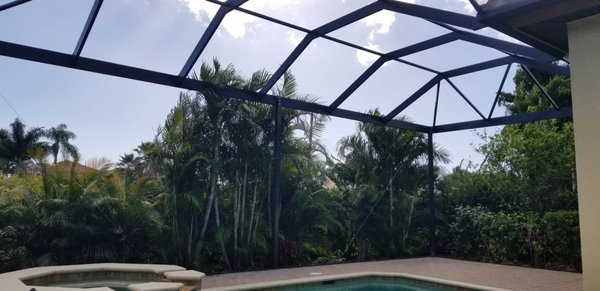 New Custom Screen Enclosure with Picture Window View in 2021 - This homeowner had a car crash into his cage in South Naples - Lely area (there is a road on the other side of the trees). We took down the old cage and built a new picture window style cage. The homeowner was debating on fixing the old one when we were discussing their options. The homeowner said he was thrilled with his decision to rebuild the cage once it was done as it completely changed the view of his pool area. For more information visit our website at www.AFScreenRepair.com or call us at (239)250-3828. New Custom Screen Enclosure with Picture Window View in 2021 - This homeowner had a car crash into his cage in South Naples - Lely area (there is a road on the other side of the trees). We took down the old cage and built a new picture window style cage. The homeowner was debating on fixing the old one when we were discussing their options. The homeowner said he was thrilled with his decision to rebuild the cage once it was done as it completely changed the view of his pool area. For more information visit our website at www.AFScreenRepair.com or call us at (239)250-3828.