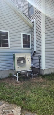 Ductless mini split install. 2 outdoor condensers and 6 indoor units. - We installed 2 outdoor condensers with 3 indoor units per outdoor for heating and cooling.