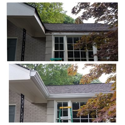 Before and After - Seamless aluminum K-style gutters and downspouts Before and After - Seamless aluminum K-style gutters and downspouts